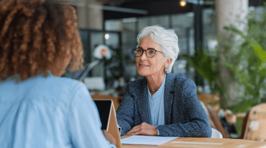 Bewebrunsggespräch in der Pflege. Symbolbild für Headhunter und Personalberatung in der Altenpflege