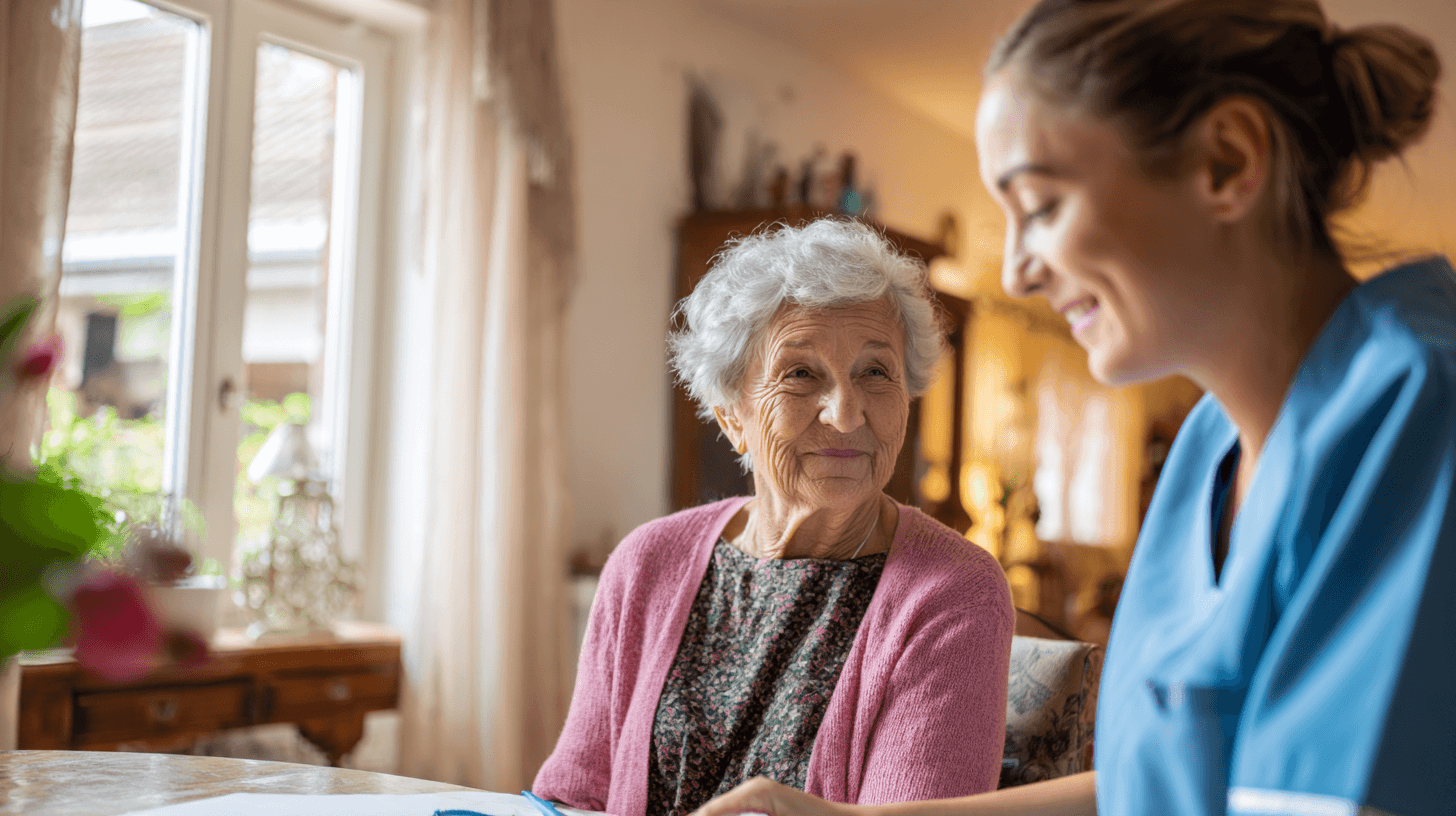 Pflegerin ist bei Seniorin zuhause zur MD Begutachtung