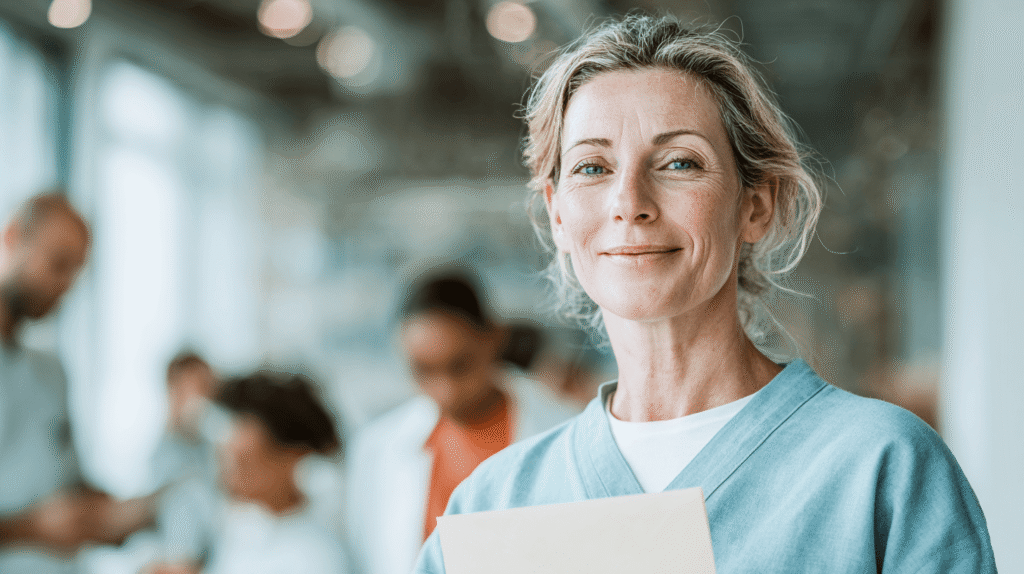 pflegeperson mit Brief in der Hand_symbolbild für Gehalt in der Pflege