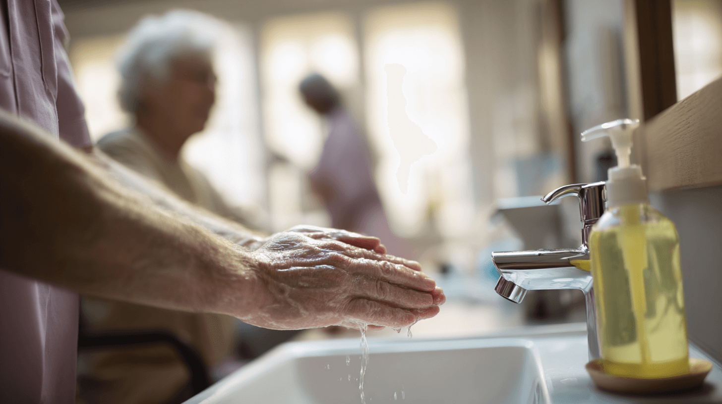 person wäscht haende, Symbolbild für hygienemanagement