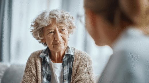 seniorin mit schamgefühlen