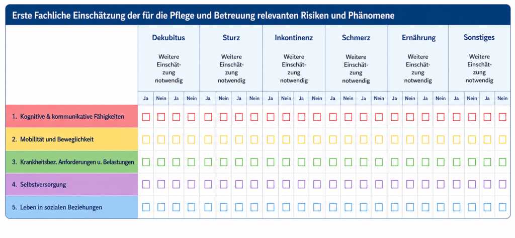 Fachliche Einschätzung für die Pflege