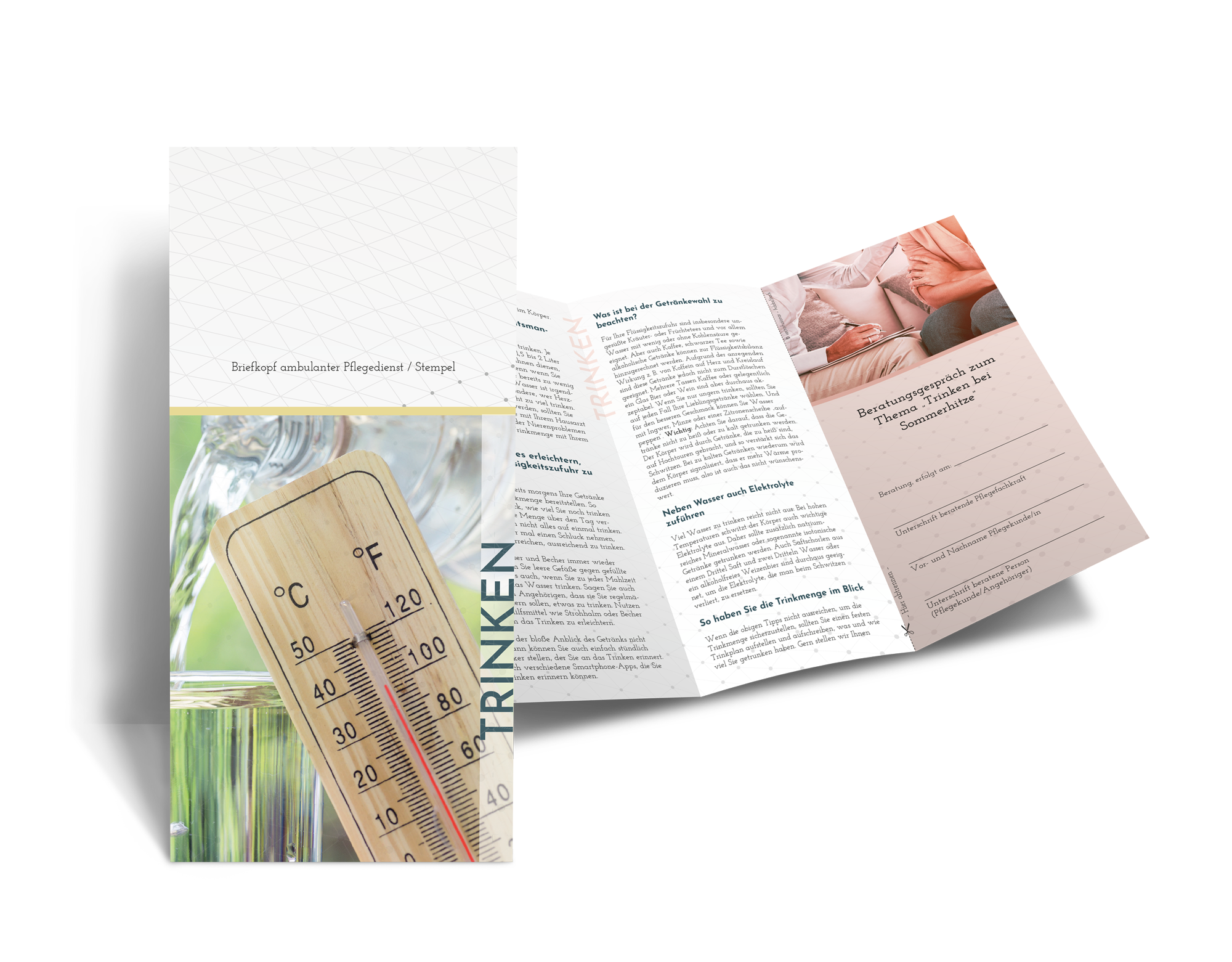 Beratungsflyer zum Thema „Ausreichend Trinken bei Sommerhitze“ (50 Stück)