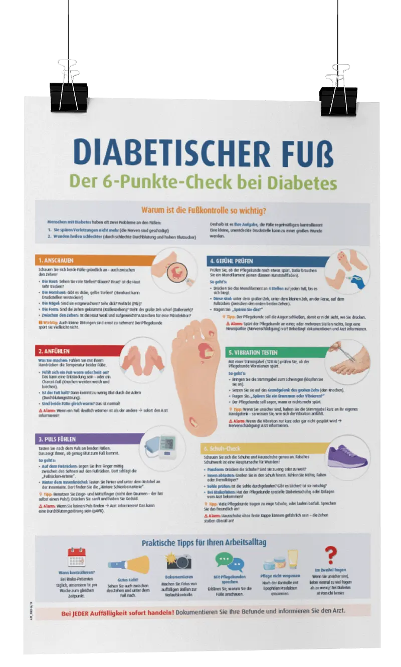 Diabetes-Poster: Diabetischer Fuß: Der 6-Punkte-Check