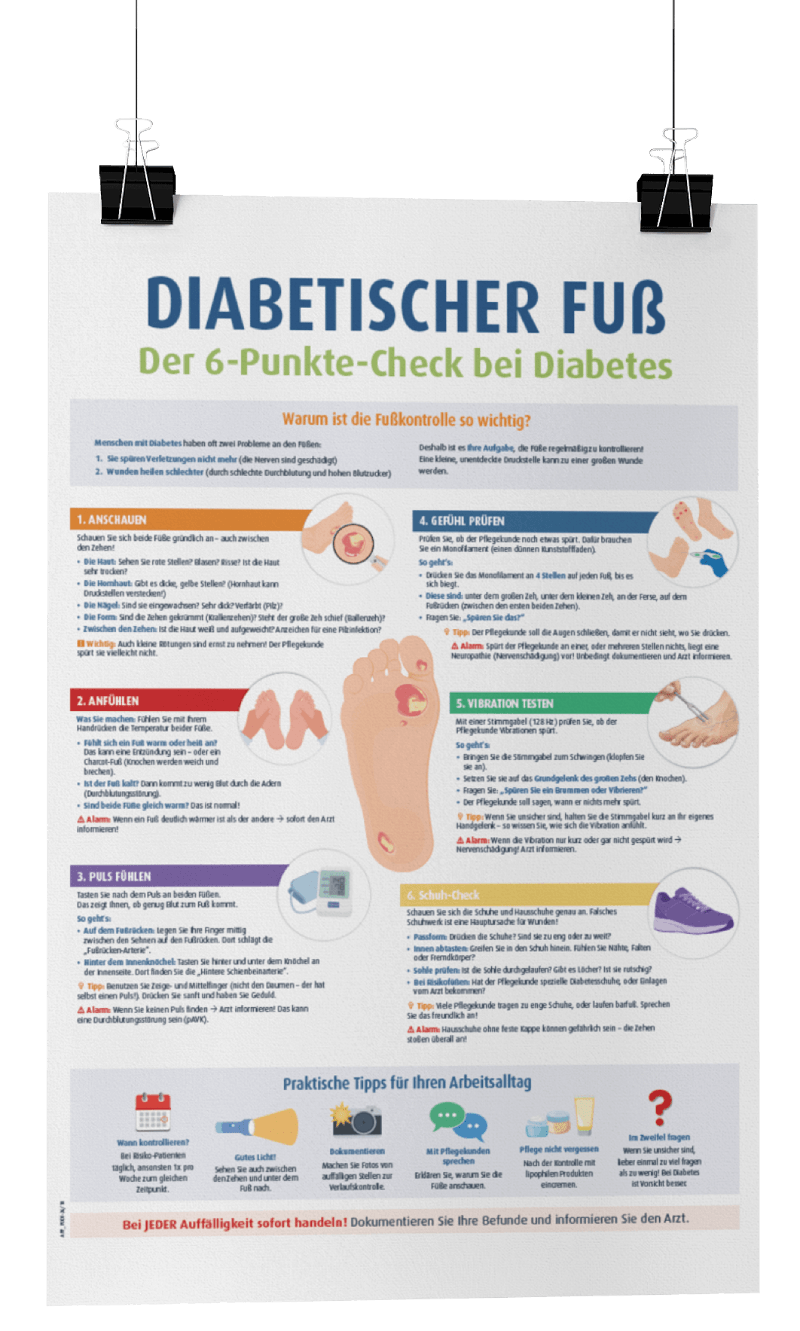 Diabetes-Poster: Diabetischer Fuß: Der 6-Punkte-Check