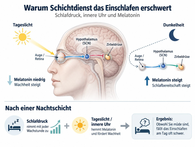 Warum Schichtdienst das Einschlafen erschwert.